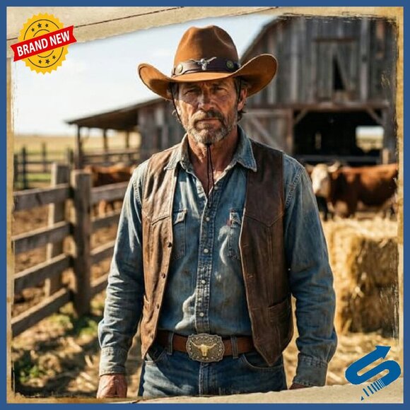 Western Cowboy Hat & Leather Belt Set - Suede & Leather - Unisex - Picture 7 of 8